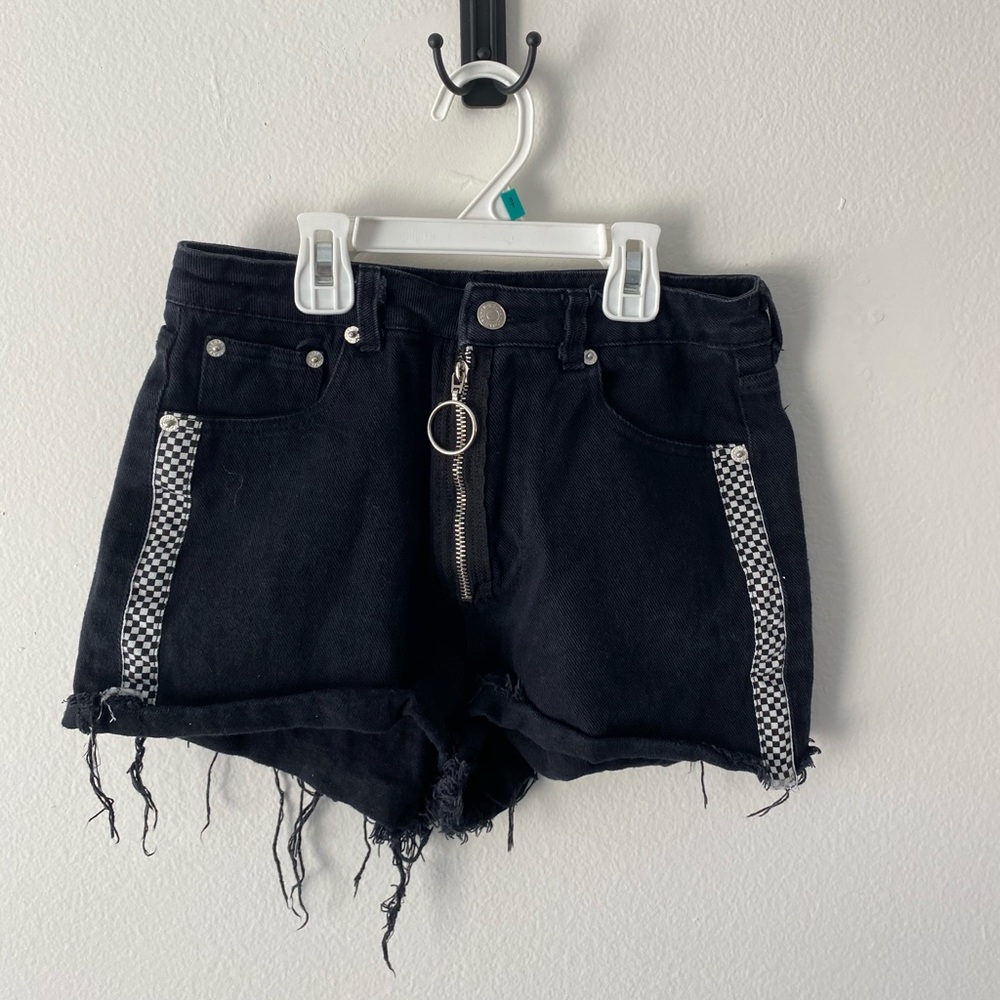 Black shorts size small with checked pattern